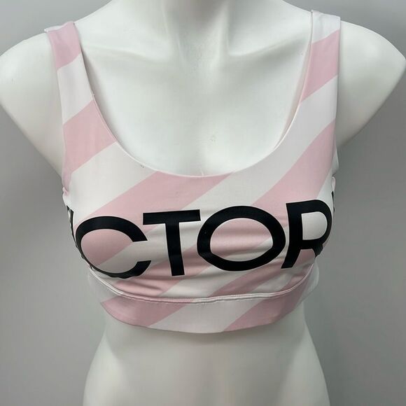 Victoria Sport large striped sports bra pink white - Picture 1 of 5
